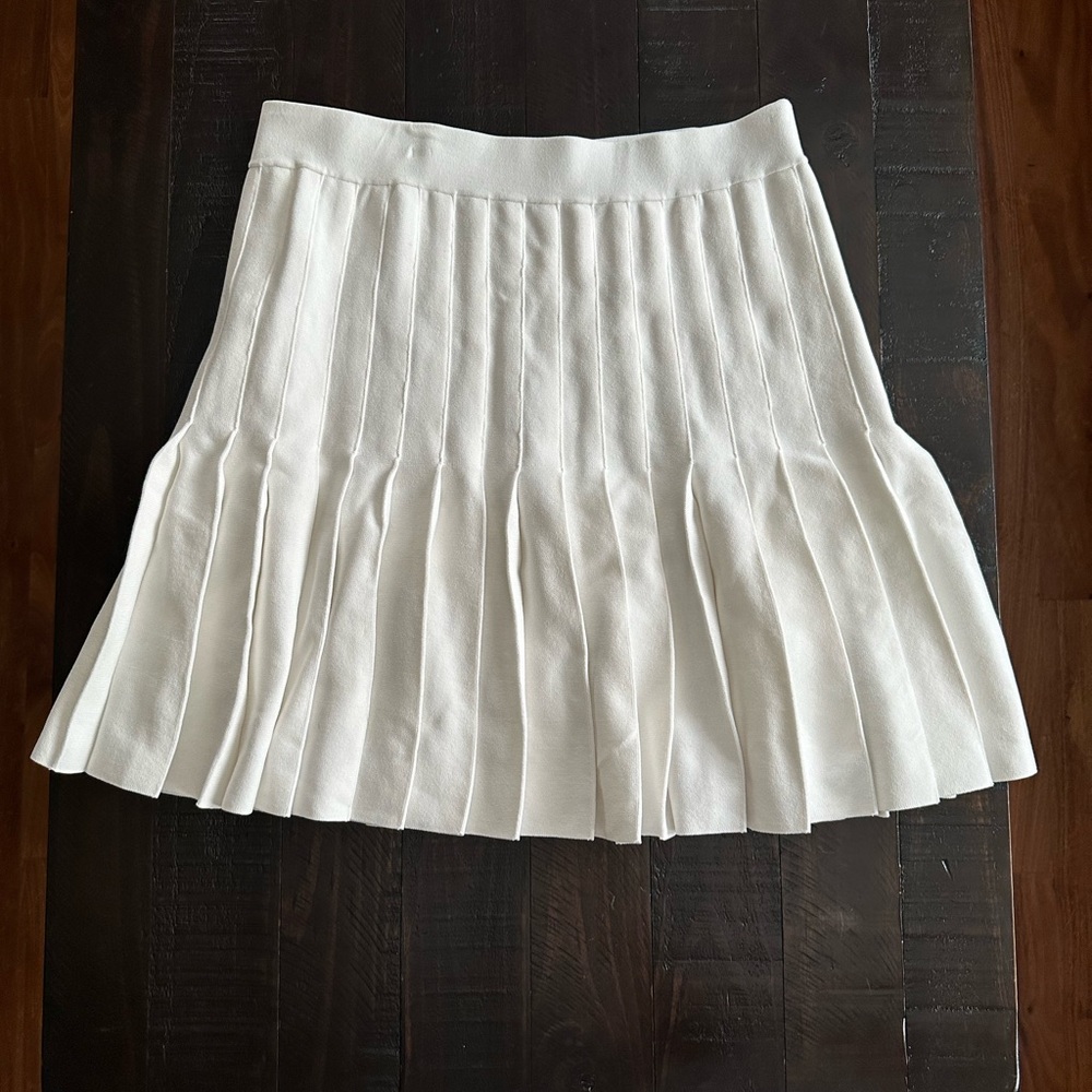 SANDRO Paris pleated knit skirt white size 42